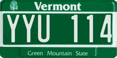 VT license plate YYU114