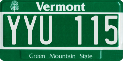 VT license plate YYU115