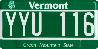 VT license plate YYU116