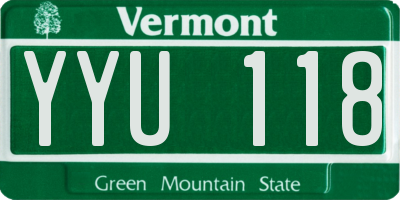 VT license plate YYU118