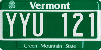 VT license plate YYU121