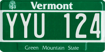VT license plate YYU124