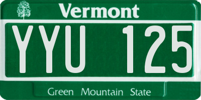 VT license plate YYU125