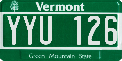 VT license plate YYU126