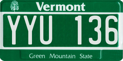 VT license plate YYU136