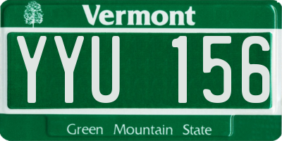 VT license plate YYU156
