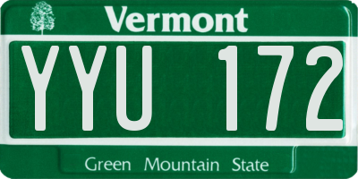 VT license plate YYU172