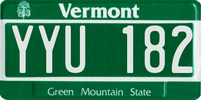 VT license plate YYU182