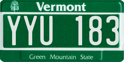 VT license plate YYU183