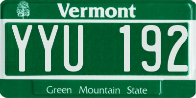 VT license plate YYU192