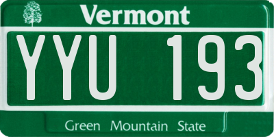 VT license plate YYU193