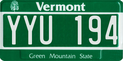 VT license plate YYU194
