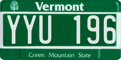 VT license plate YYU196