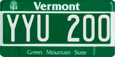 VT license plate YYU200
