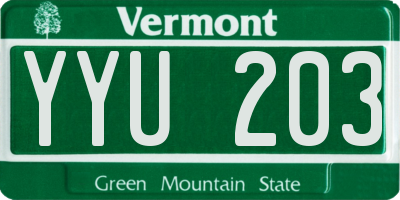 VT license plate YYU203