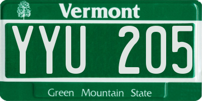 VT license plate YYU205