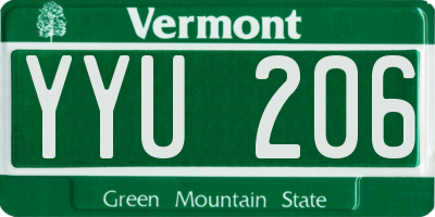 VT license plate YYU206