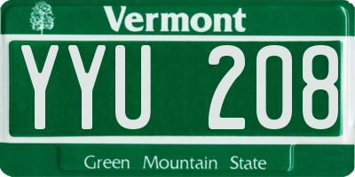 VT license plate YYU208