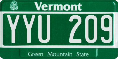 VT license plate YYU209