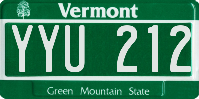 VT license plate YYU212