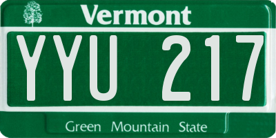 VT license plate YYU217