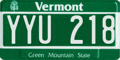 VT license plate YYU218