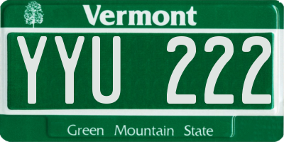 VT license plate YYU222