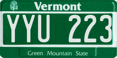 VT license plate YYU223