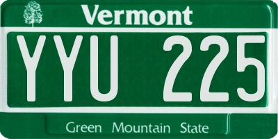 VT license plate YYU225
