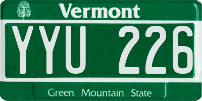 VT license plate YYU226