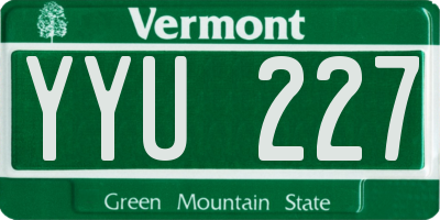 VT license plate YYU227