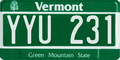 VT license plate YYU231