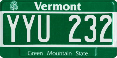 VT license plate YYU232