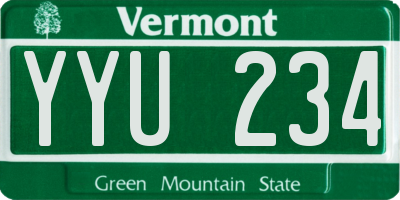 VT license plate YYU234