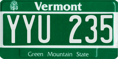 VT license plate YYU235