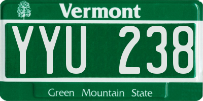 VT license plate YYU238