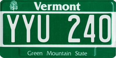 VT license plate YYU240