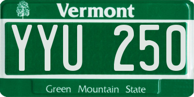 VT license plate YYU250