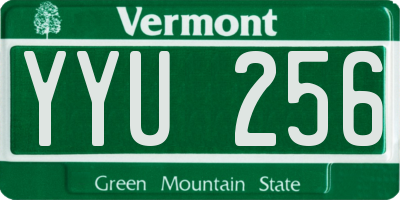 VT license plate YYU256