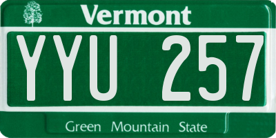 VT license plate YYU257