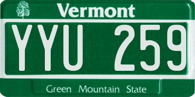 VT license plate YYU259
