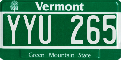 VT license plate YYU265