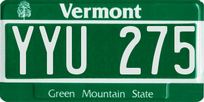 VT license plate YYU275