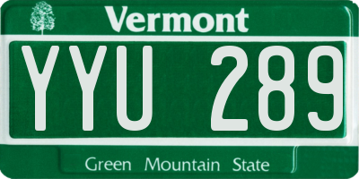 VT license plate YYU289