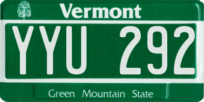 VT license plate YYU292