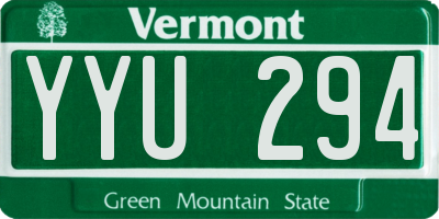 VT license plate YYU294