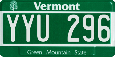 VT license plate YYU296