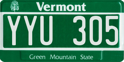 VT license plate YYU305