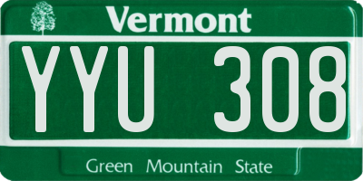 VT license plate YYU308