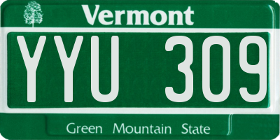 VT license plate YYU309